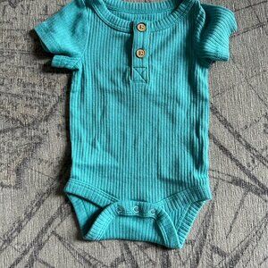 Teal ribbed onesie